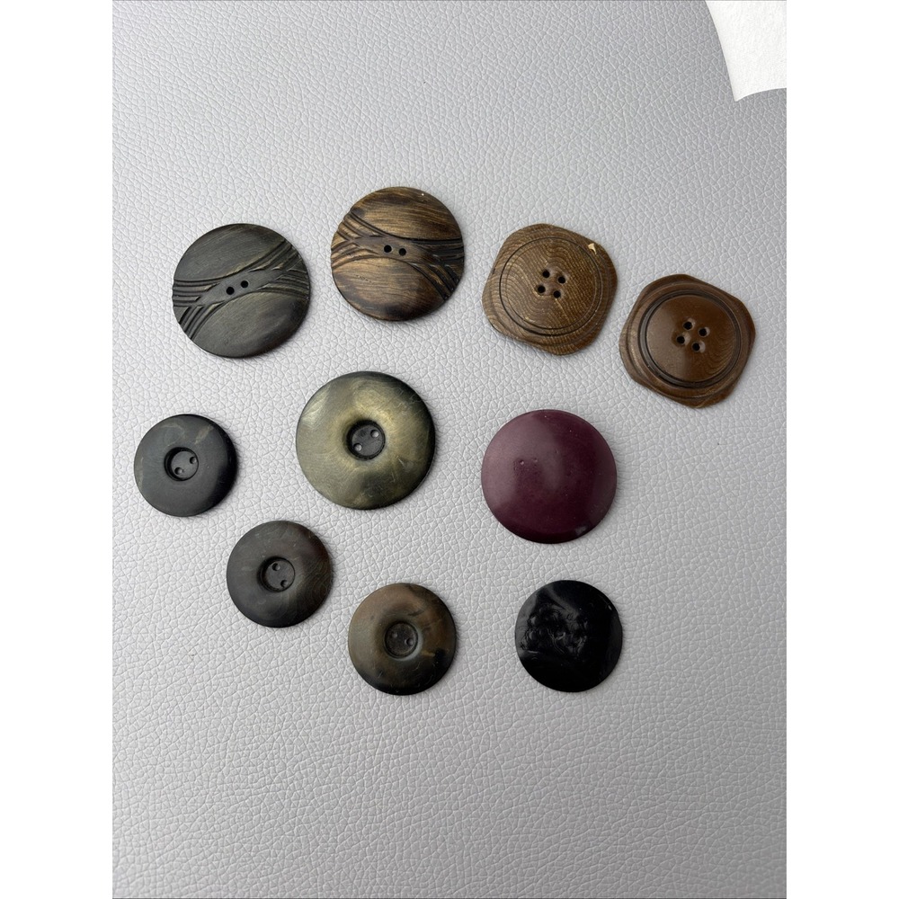 Vintage 1930s‎ Mixed Bakelite Catalin Casein Buttons Lot of 9 Marbled Art Deco